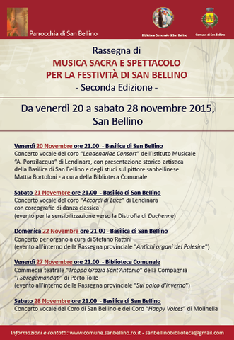 Rassegna di Musica Sacra e Spettacolo per la Festività di San Bellino